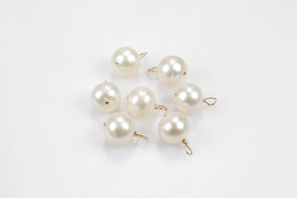 USA Gold Filled Natural Round Pearl Charms Drop Pendant Handmade Size 9-10mm Natural Freshwater Pearls & Gold Filled Wire Made in USA