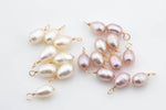 USA Gold Filled Natural Potato Pearl Charms Pendant Handmade Approx. 6-7x15mm. Made w Natural Freshwater Baroque Pearl & Gold Filled Wire