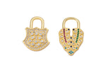 1 pc 18k Gold Micro Pave lock Pendant , Heart PadLock Charms, Lock Necklace Earring Charms, CZ Pave Average size- 16x25mm