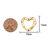 1 pc Dainty Gold Spring Heart Gate Ring, Push Gate rainbow CZ ring, Charm Holder 14K Gold Clasp for Charm Holder Connector- 16x18mm