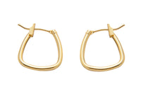 4 pcs Gold Hoop Earring Round Oblong Rectangle Hoop Earring 14K Gold Statement Jewelry for Teen Women Girl- 13x14mm P14C17