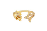 1 pc Gold Ring Star Dainty Ring, Adjustable Ring, Minimalist Cz Ring, Micro Pave Ring, Gold Open Ring, Dainty Jewelry