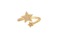 1 pc Gold Ring Star Dainty Ring, Adjustable Ring, Minimalist Cz Ring, Micro Pave Ring, Gold Open Ring, Dainty Jewelry