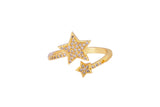 1 pc Gold Ring Star Dainty Ring, Adjustable Ring, Minimalist Cz Ring, Micro Pave Ring, Gold Open Ring, Dainty Jewelry