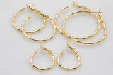 2 pcs Gold Bamboo Hoop Earring Round Twisted Hoop Earring 14K Gold Statement Jewelry for Teen Women Girl