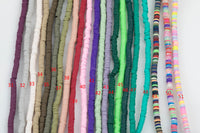 AFRICAN VINYL Beads Soft 4mm Heishi beads Clay Disc - 16 inch strand- 2 Strands Per Order- Assorted Colors