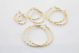 2 pcs Gold Bamboo Hoop Earring Round Twisted Hoop Earring 14K Gold Statement Jewelry for Teen Women Girl