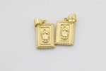 2pc 18k Gold Medallion Holy Virgin Mary Mother of Jesus God Catholic Church DIY Necklace Charm Bead Bails- 10x18mmmm- 2 pcs per order