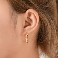 2 pcs Gold Bamboo Hoop Earring Round Twisted Hoop Earring 14K Gold Statement Jewelry for Teen Women Girl