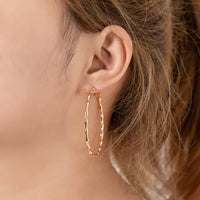 2 pcs Gold Bamboo Hoop Earring Round Twisted Hoop Earring 14K Gold Statement Jewelry for Teen Women Girl