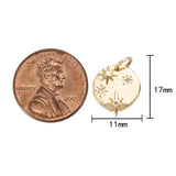 2 pcs Dainty Gold Star charms, Micro Pave Starry Night charm Round Disc pendant Twinkle Little Star pendant Necklace pendant Celestial