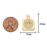1 pc 18k Gold Lion Charm Diamond CZ Drop Charm Cubic Protector Pendant Necklace - 17mm