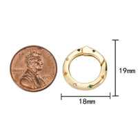 1 pc Dainty Gold Spring Gate Ring, Push Gate rainbow CZ ring, Charm Holder 14K Gold Clasp for Charm Holder Connector- 18mm