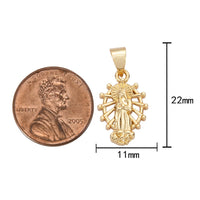 2pc 18k Gold Medallion Holy Virgin Mary Mother of Jesus God Catholic Church DIY Necklace Coin Charm Bead Bails- 11x22mm