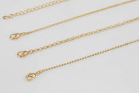 14k DAINTY NECKLACE CHAIN Gold for Layering - Ball Oval Rolo Chain 16" 17" 18" 19" 20" 22" 23" with 3" extender chain