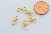 6 pcs 8x15mm 14K Gold S Hook Clasp for Bracelet Necklace Jewelry Making Supply- 6 pcs per order