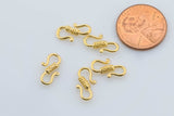 6 pcs 8x15mm 14K Gold S Hook Clasp for Bracelet Necklace Jewelry Making Supply- 6 pcs per order