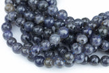 Natural Iolite Beads Full Strands-15.5 inches- Nice Size Hole-Polished Plain Round- 8mm, 10mm, 12mm- A quality A Quality Smooth