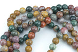 Natural Ocean Jasper High Quality in Round 6mm, 8mm, 10mm, 12mm -Full Strand 15.5 inch Strand AAA Quality Smooth Gemstone Beads