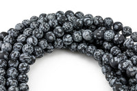 Natural Matte Snowflake Obsidian Grade AAA Round-4mm, 6mm, 8mm, 10mm, 12mm- Full 15.5 Inch Strand AAA Quality Gemstone Beads