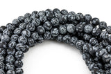 Natural Matte Snowflake Obsidian Grade AAA Round-4mm, 6mm, 8mm, 10mm, 12mm- Full 15.5 Inch Strand AAA Quality Gemstone Beads