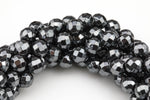 NATURAL Gray Hematite Faceted Round Grade AAA 3mm, 4mm, 6mm, 8mm, 10mm- Full 15.5 Inch Strand