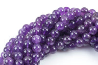 Natural AMETHYST Beads Gemstone Beads Round- 8mm-Full Strand 15.5 inch Strand Smooth Gemstone Beads