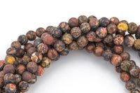 Natural Leopard Skin Jasper Round 4mm, 6mm, 8mm, 10mm, 12mm- Full 15.5 Inch Strand Smooth Gemstone Beads