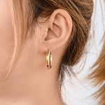 1 pair Thick Tube Hoops Gold, 18K Gold Hoops, Stardust, Hollow Hoop Earrings, Chunky Hoops, Light Hoops- 25mm