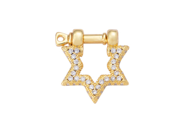 1 pc Gold Screw clasp lock, Star U bolt Anchor Shackle, Gold Nautical Clasps, Anchor Necklace, Bracelet Clasp Supply- 20x21mm