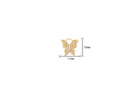 2 pcs 18K Gold Butterfly Cubic Zirconia Bracelet Necklace Pendant Earring Charm Gift for Jewelry Making-10mm- 2 pcs per order