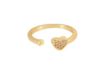 1 pc Gold Ring Heart Dainty Ring, Adjustable Ring, Minimalist Cz Ring, Micro Pave Ring, Gold Open Ring, Dainty Jewelry