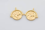 2pcs 14k Gold Ancient coin charms Dainty Greek Roman charms, Olympus charms Caesar pendant, Caesar charms, Necklace Bracelet-14mm