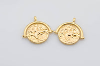 2pcs 14k Gold Ancient coin charms Dainty Greek Roman charms, Olympus charms Caesar pendant, Caesar charms, Necklace Bracelet-14mm