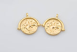 2pcs 14k Gold Ancient coin charms Dainty Greek Roman charms, Olympus charms Caesar pendant, Caesar charms, Necklace Bracelet-14mm