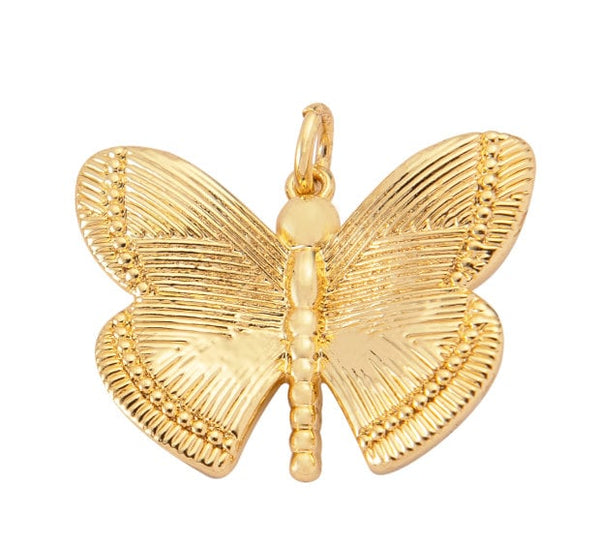 2 pcs Dainty 14k Gold Butterfly Pendant Gold Butterfly for Bracelet, Earring, Necklace Charms for Jewelry Making Supply - 21x25mm