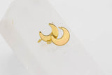 2pc 18kt Gold Moon Stud with open hoop in back- 2 pcs per order- 8x11mm