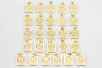 14k Gold Initial Tag Letter Charm A - Z Alphabet Letter Drop Charm Pendant Personalized Charm for Necklace Jewelry Making