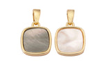 2pc 18K Gold Mini Mother of pearl Square Tag Bracelet Charm Gift for Jewelry Making-10mm- 2 pcs per order