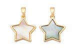 2pc 18K Gold Mini Mother of pearl Star Tag Bracelet Charm Gift for Jewelry Making-15mm- 2 pcs per order