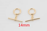 14mm 1K Gold PVD Toggle Clasp for Bracelet Necklace Jewelry Making Supply- 2 sets per order