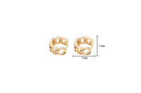 1 pair Chunky CZ Gold Link Hoops, Small Gold Large Chain Hoop Earrings- 18kt Gold Stud Curb Earring- 1 Pair per order- 12x18mm