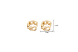 1 pair Chunky CZ Gold Link Hoops, Small Gold Large Chain Hoop Earrings- 18kt Gold Stud Curb Earring- 1 Pair per order- 12x18mm