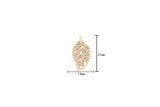 2 pcs 18k Gold Plated Coin leaf Charm Diamond CZ Drop Charm Cubic Luck Pendant Lucky Dainty Necklace -2 pcs per order- 13x27mm