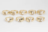 Cz Initial Gold Ring Alphabet Ring Gold Stacking Ring Adjustable Ring Letter Ring Vintage Gold Rings Initial Ring Thumb Ring Open Ring