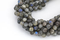 Natural Labradorite, High Quality in Faceted Round, 4mm, 6mm, 8mm, 10mm- In Full 15.5 Inch Strands AAA Quality Gemstone Beads