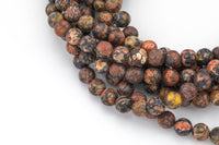 Natural Leopard Skin Jasper Round 4mm, 6mm, 8mm, 10mm, 12mm- Full 15.5 Inch Strand Smooth Gemstone Beads