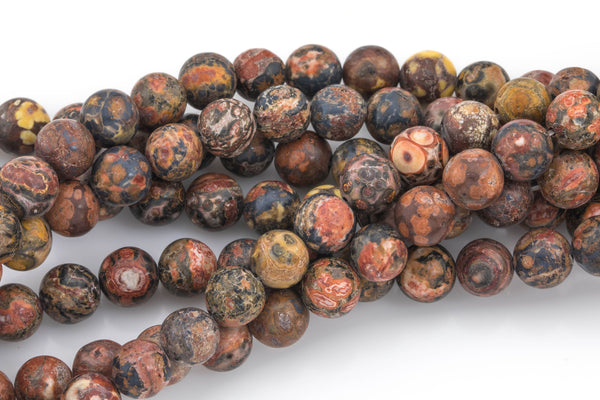 Natural Leopard Skin Jasper Round 4mm, 6mm, 8mm, 10mm, 12mm- Full 15.5 Inch Strand Smooth Gemstone Beads