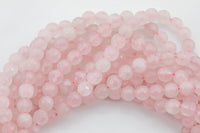 Natural Rose Quartz Beads Faceted Round 4mm, 6mm, 8mm, 10mm, 12mm High Quality - Full 15.5 Inch Strand AAA Quality Gemstone Beads