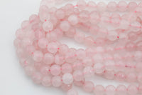 Natural Rose Quartz Beads Faceted Round 4mm, 6mm, 8mm, 10mm, 12mm High Quality - Full 15.5 Inch Strand AAA Quality Gemstone Beads